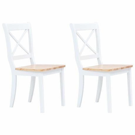 Vidaxl eetkamerstoelen 2 st massief rubberwood naturel en wit