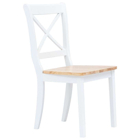 Vidaxl eetkamerstoelen 2 st massief rubberwood naturel en wit