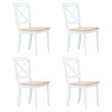 Vidaxl eetkamerstoelen 4 st massief rubberwood naturel en wit