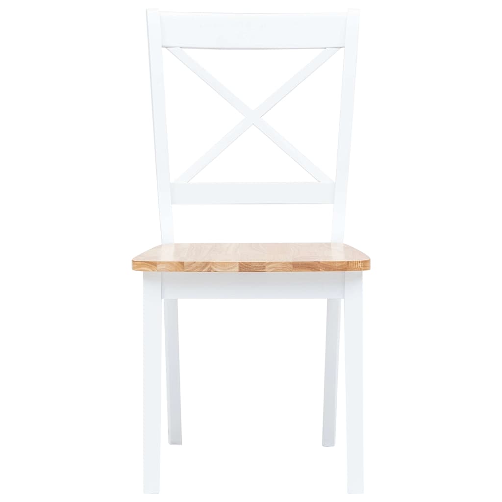 Vidaxl eetkamerstoelen 4 st massief rubberwood naturel en wit