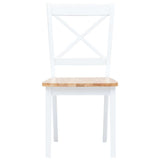 Vidaxl eetkamerstoelen 4 st massief rubberwood naturel en wit