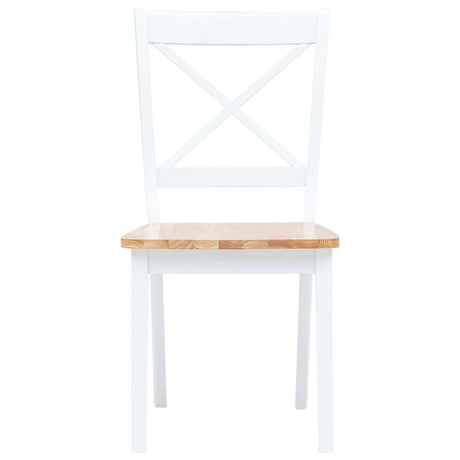 Vidaxl eetkamerstoelen 4 st massief rubberwood naturel en wit