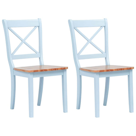 Vidaxl eetkamerstoelen 2 st massief rubberwood grijs en naturel