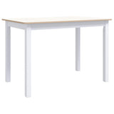 Vidaxl eettafel 114x71x75 cm massief rubberwood wit en bruin