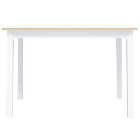 Vidaxl eettafel 114x71x75 cm massief rubberwood wit en bruin