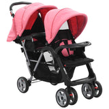 Vidaxl Pram Double Steel Rosa e nero