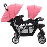 Vidaxl Pram Double Steel Rosa e nero