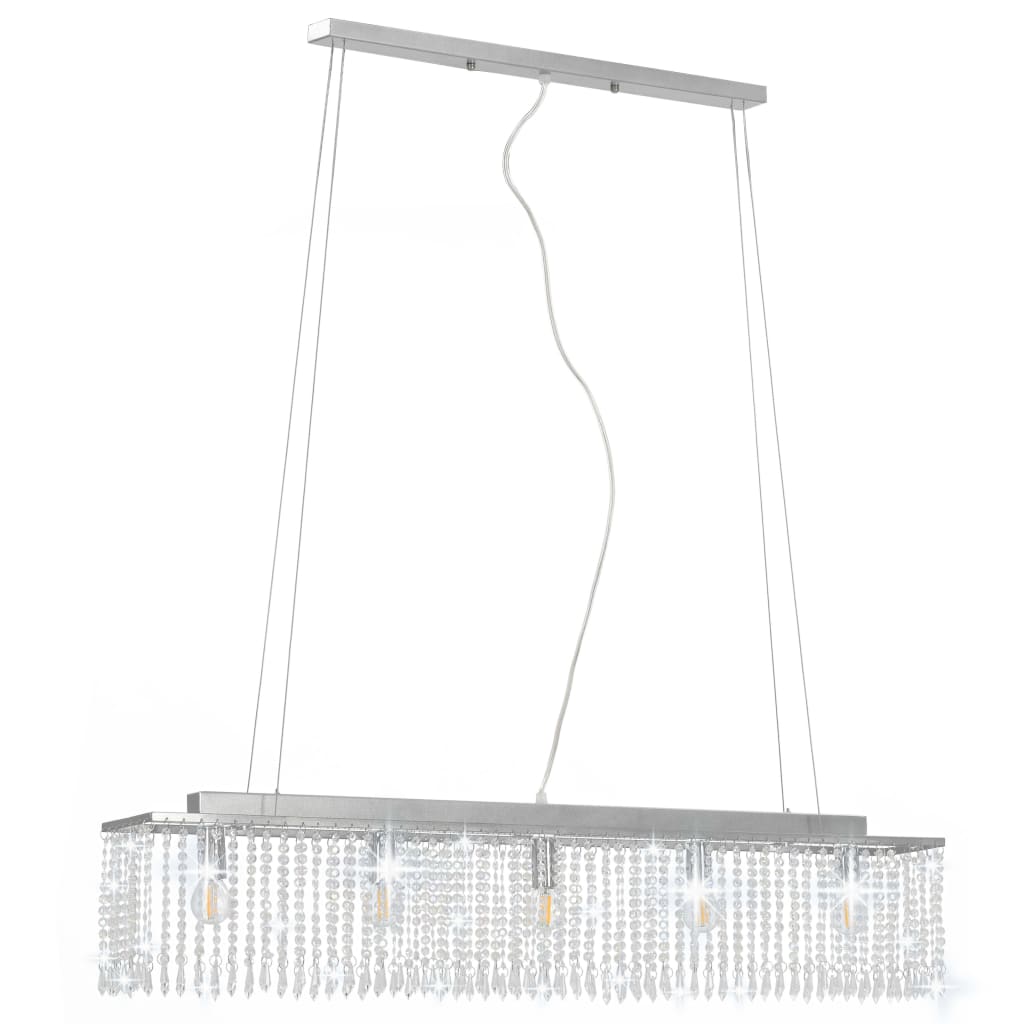 Vidaxl Lampada a soffitto con perle di cristallo 104 cm di colore argento