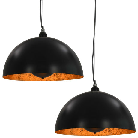 VIDAXL -Deckenlampen 2 PCs halbgebunden E27 40 cm Schwarz und Goldfarbe