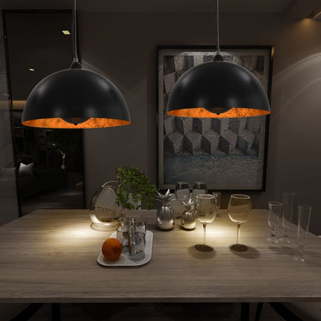 VIDAXL -Deckenlampen 2 PCs halbgebunden E27 40 cm Schwarz und Goldfarbe