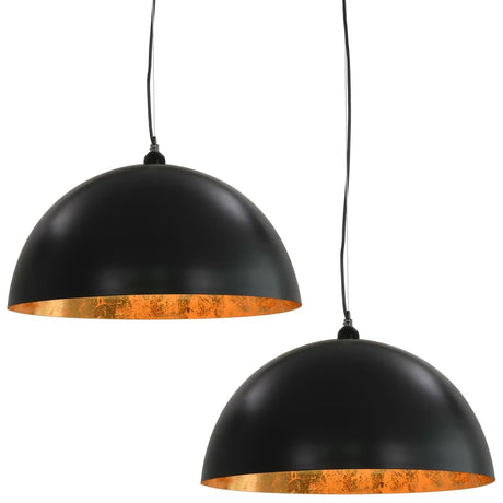 VidaXL Deckenlampen 2 Stück halbrund E27 50 cm Schwarz und Gold