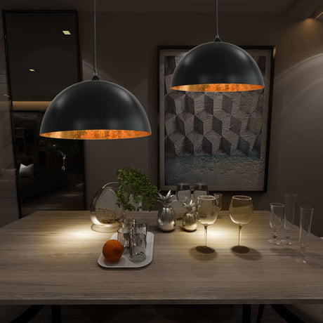 VidaXL Deckenlampen 2 Stück halbrund E27 50 cm Schwarz und Gold