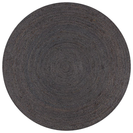 Vidaxl Teppich handgefertigt um 90 cm Jute dunkelgrau