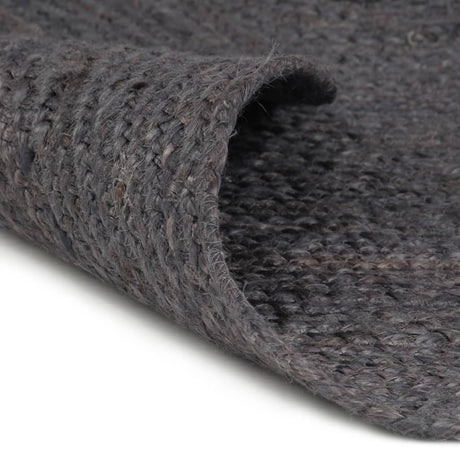 Vidaxl Teppich handgefertigt um 90 cm Jute dunkelgrau