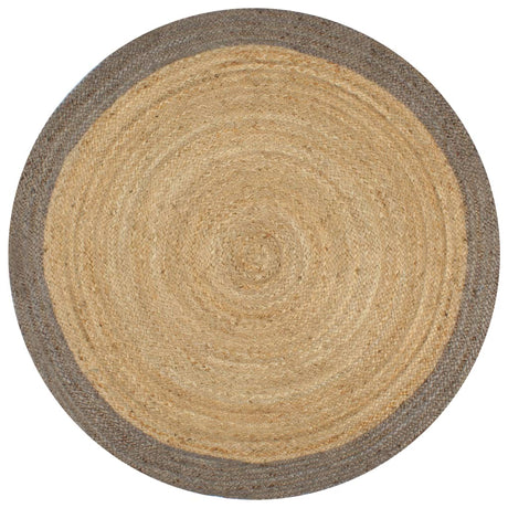 Vidaxl Teppich handgefertigt mit grauen Rand 120 cm Jute