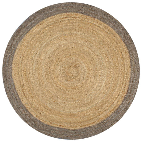 Vidaxl Teppich handgefertigt mit grauer Kante 150 cm Jute
