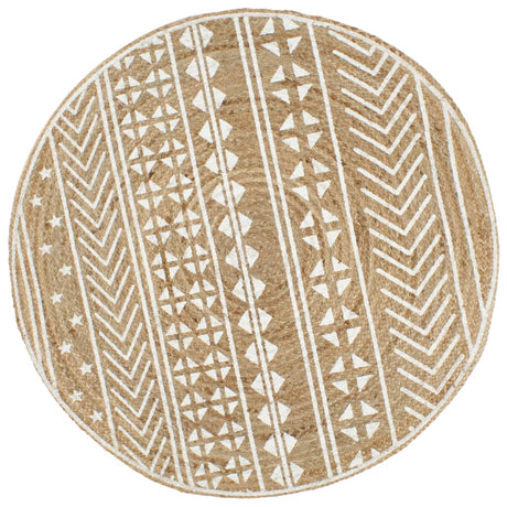 VidaXL-Teppich handgefertigt mit weißem Aufdruck aus 90 cm Jute