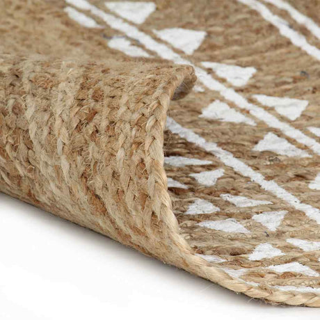 VidaXL-Teppich handgefertigt mit weißem Aufdruck aus 90 cm Jute