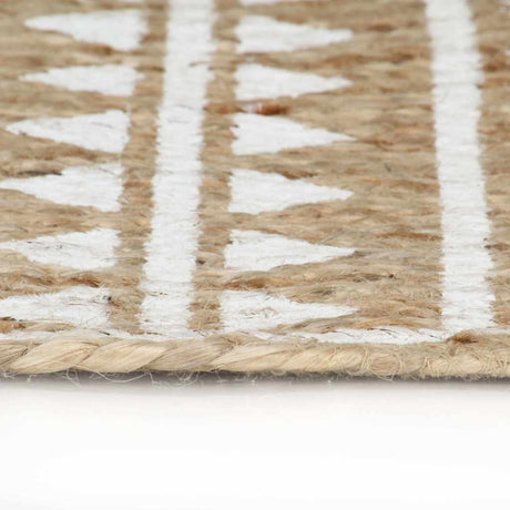 VidaXL-Teppich handgefertigt mit weißem Aufdruck aus 90 cm Jute