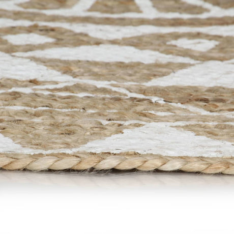 Vidaxl Teppich handgefertigt mit weißem Druck 90 cm Jute