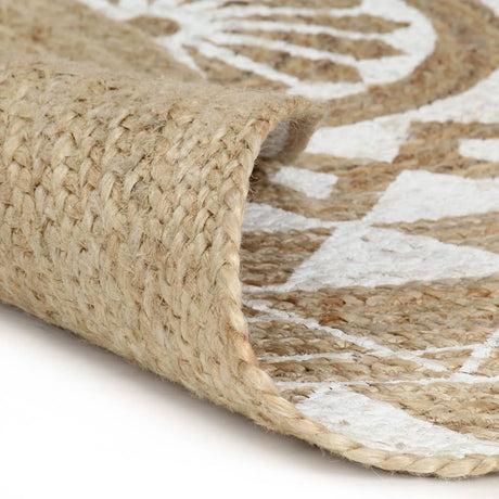 Vidaxl Teppich handgefertigt mit weißem Druck 120 cm Jute