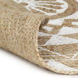 Vidaxl Teppich handgefertigt mit weißem Druck 150 cm Jute
