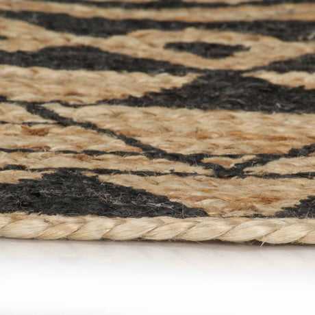 Vidaxl Teppich handgefertigt mit schwarzem Druck 120 cm Jute