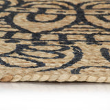 VidaXL-Teppich handgefertigt mit dunkelblauem Aufdruck 90 cm Jute