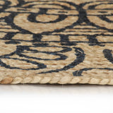 VidaXL-Teppich handgefertigt mit dunkelblauem Aufdruck 150 cm Jute