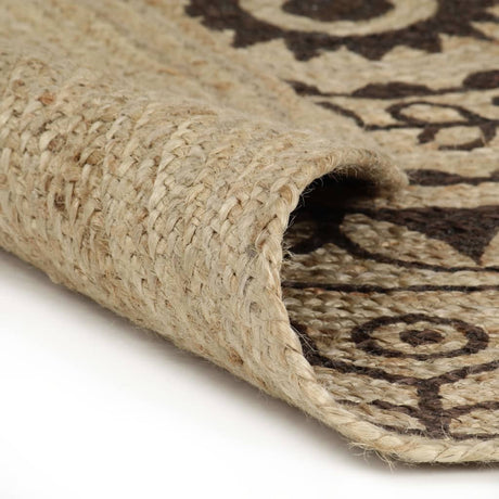 VidaXL-Teppich handgefertigt mit dunkelbraunem Aufdruck aus 90 cm Jute