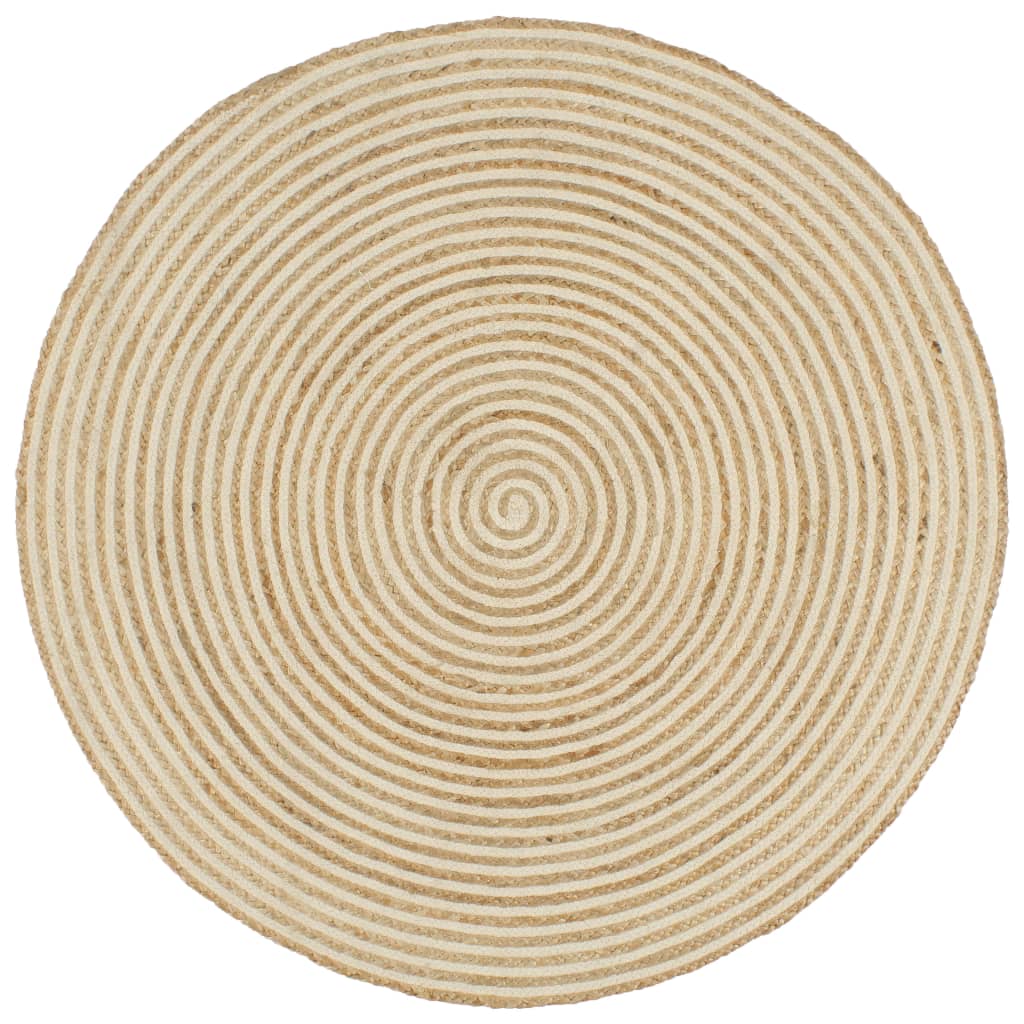 Vidaxl rug handmade with spiral design 90 cm jute white