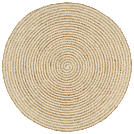 Vidaxl Teppich handgefertigt mit Spiraldesign 90 cm Jute Weiß