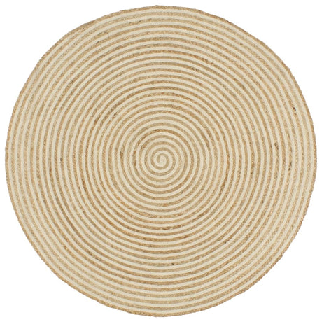 Vidaxl Teppich handgefertigt mit Spiraldesign 120 cm Jute Weiß