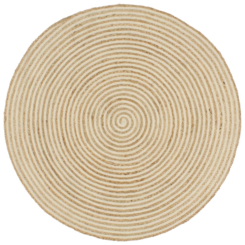 Vidaxl rug handmade with spiral design 120 cm jute white