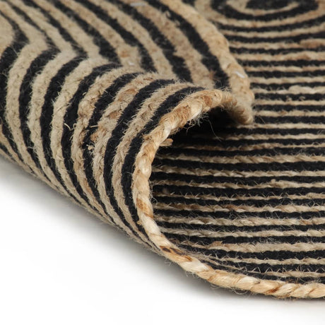 Vidaxl Teppich handgefertigt mit Spiraldesign 90 cm Jute Schwarz