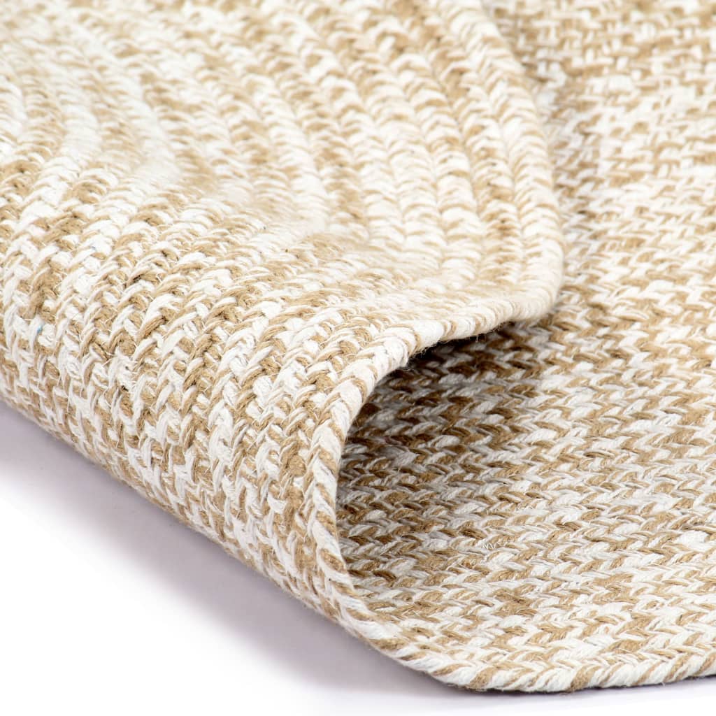 Vidaxl Teppich handgefertigt 120 cm Jute Weiß und Natur