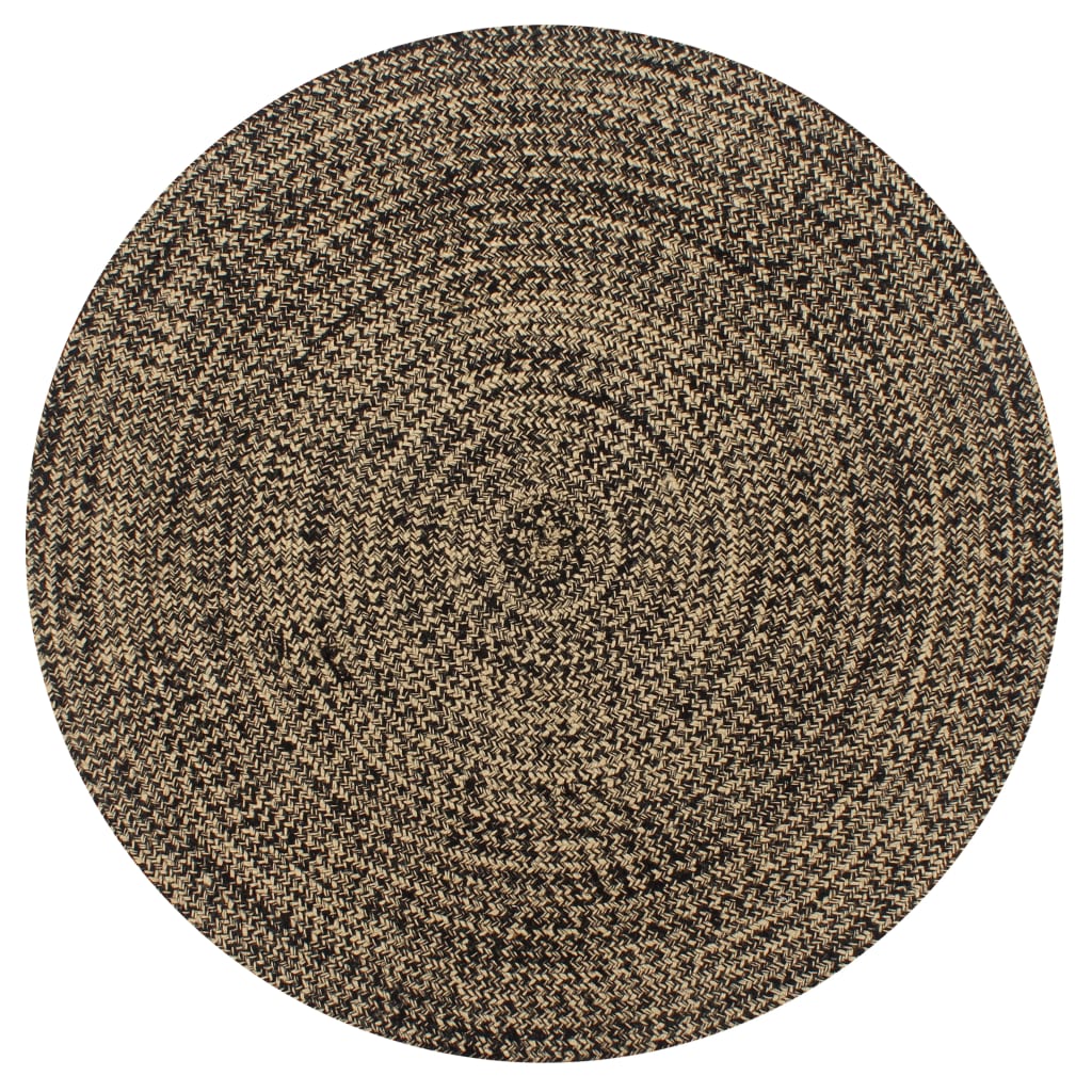 Vidaxl Teppich handgefertigt 90 cm Jute Schwarz und Natur