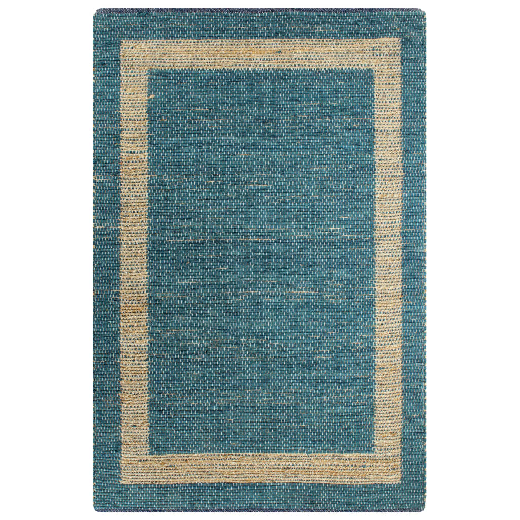 Vidaxl Teppich handgefertigt 80x160 cm Jute Blau