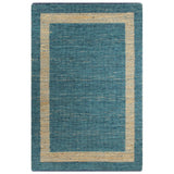 Vidaxl Teppich handgefertigt 80x160 cm Jute Blau