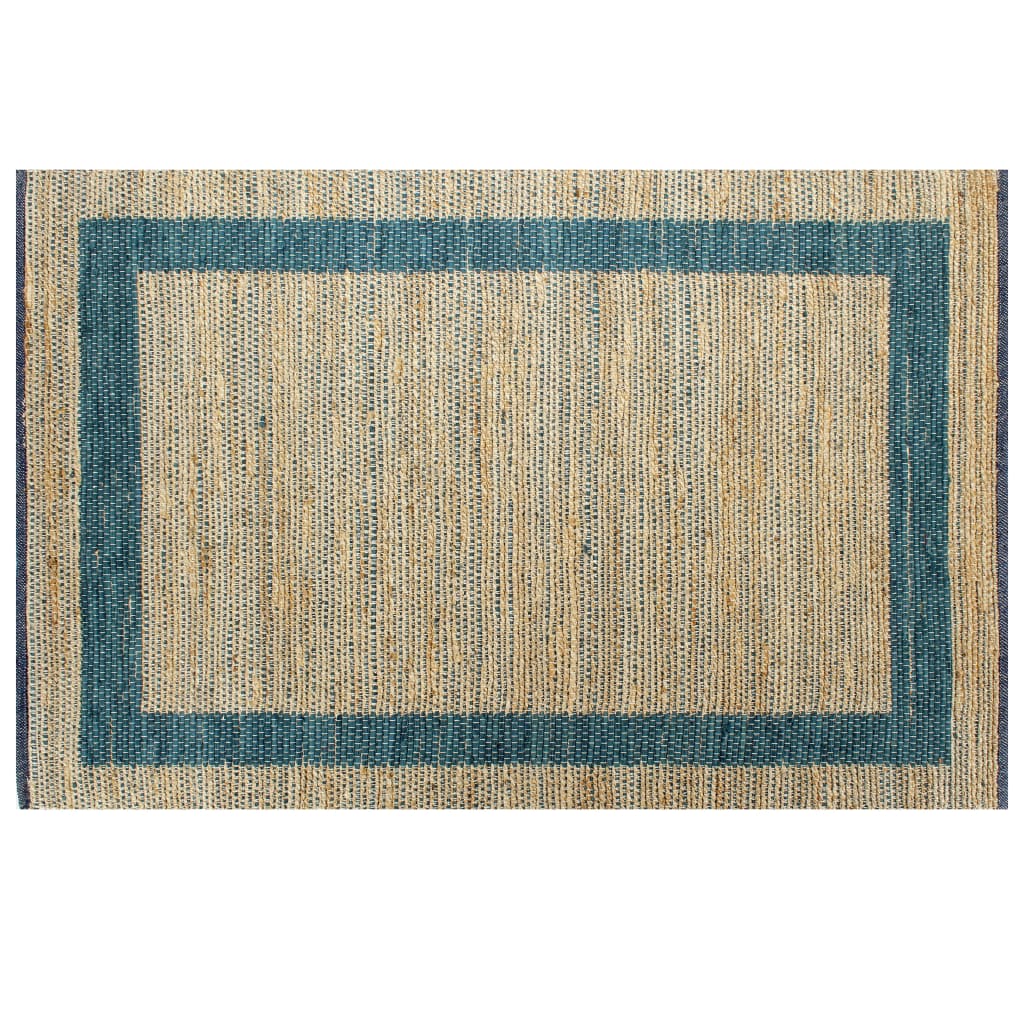 Vidaxl Teppich handgefertigt 80x160 cm Jute Blau