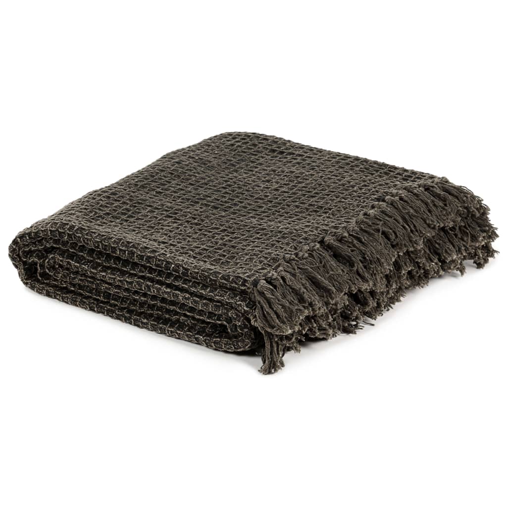 Vidaxx Plaid 160x210 cm Baumwolle Anthrazit und Braun