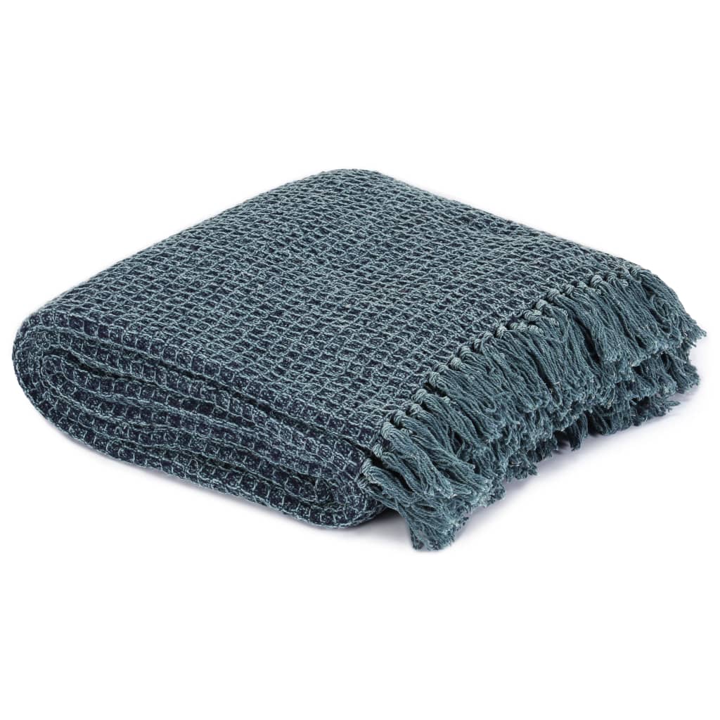 VidaXL Plaid 220x250 cm Baumwolle Indigoblau