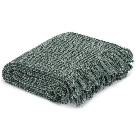 VidaXL Plaid 125x150 cm Baumwolle dunkelgrün