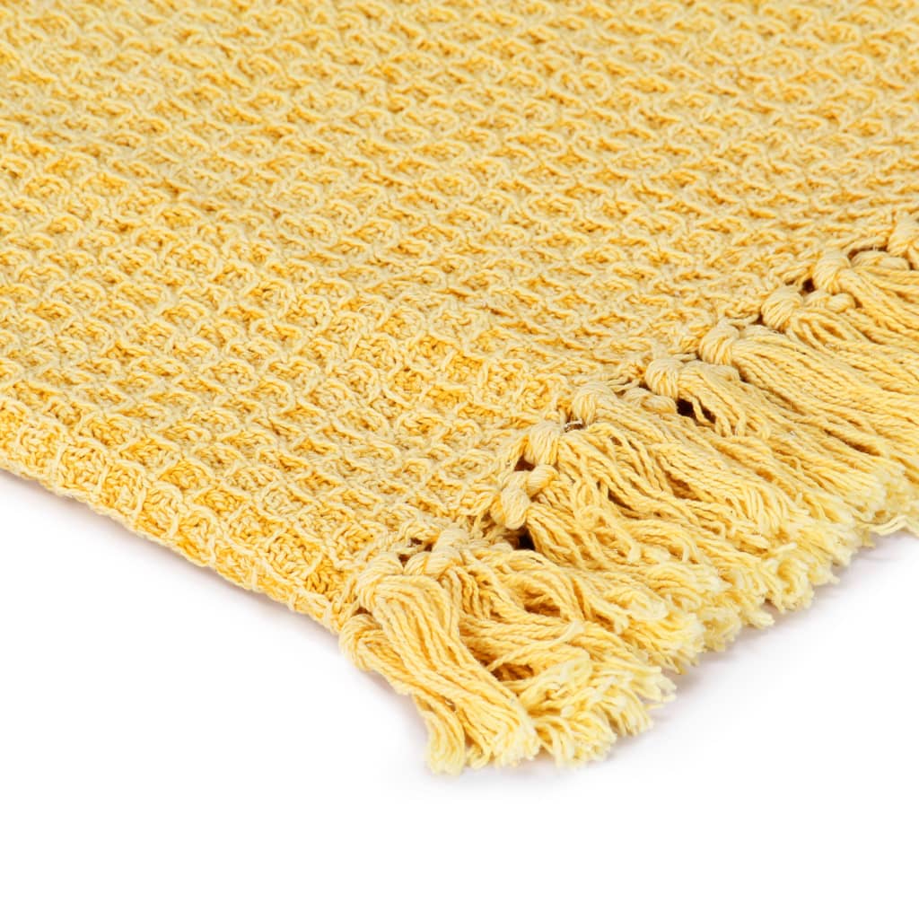 VidaXL Plaid 220x250 cm Baumwolle Senfgelb