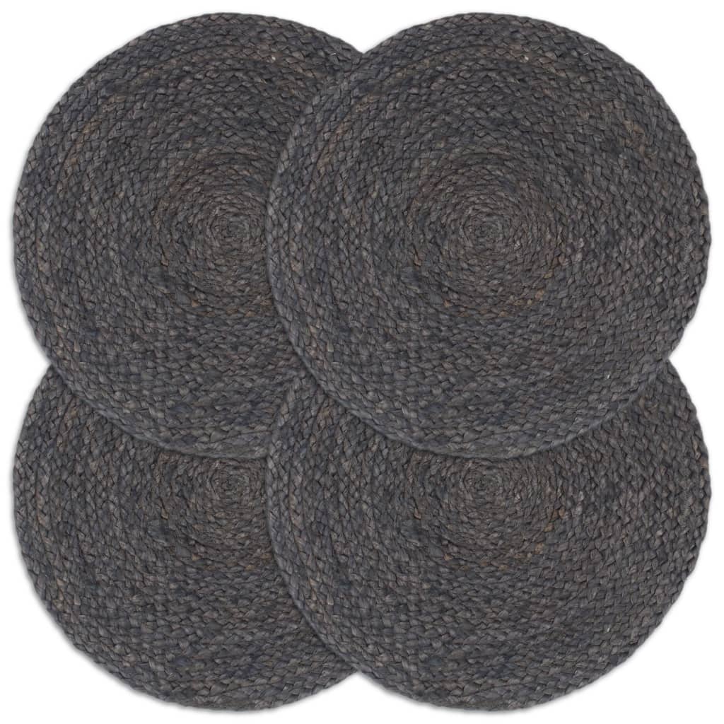 Vidaxl placemats 4 st rond 38 cm jute donkergrijs