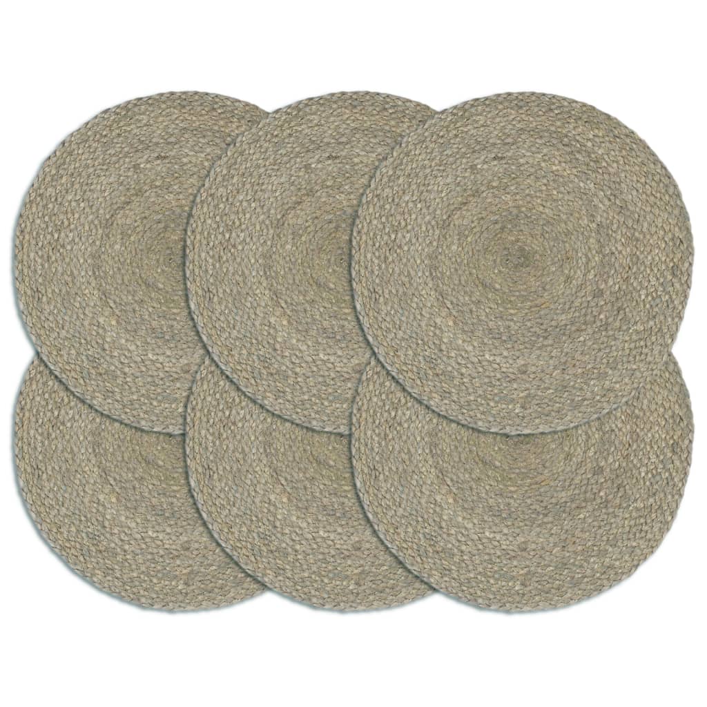 Vidaxx Tischsets 6 Stück rund 38 cm Jute uni grau
