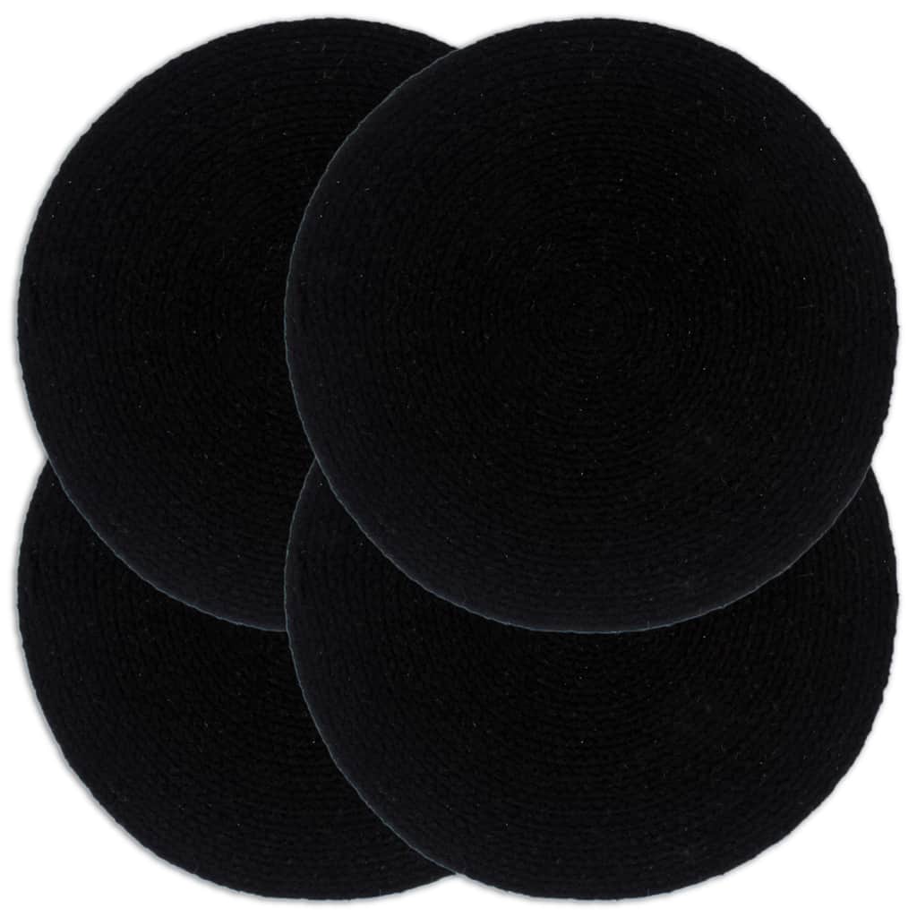 VidaXL Tischsets 4 Stück rund 38 cm Baumwolle einfarbig schwarz