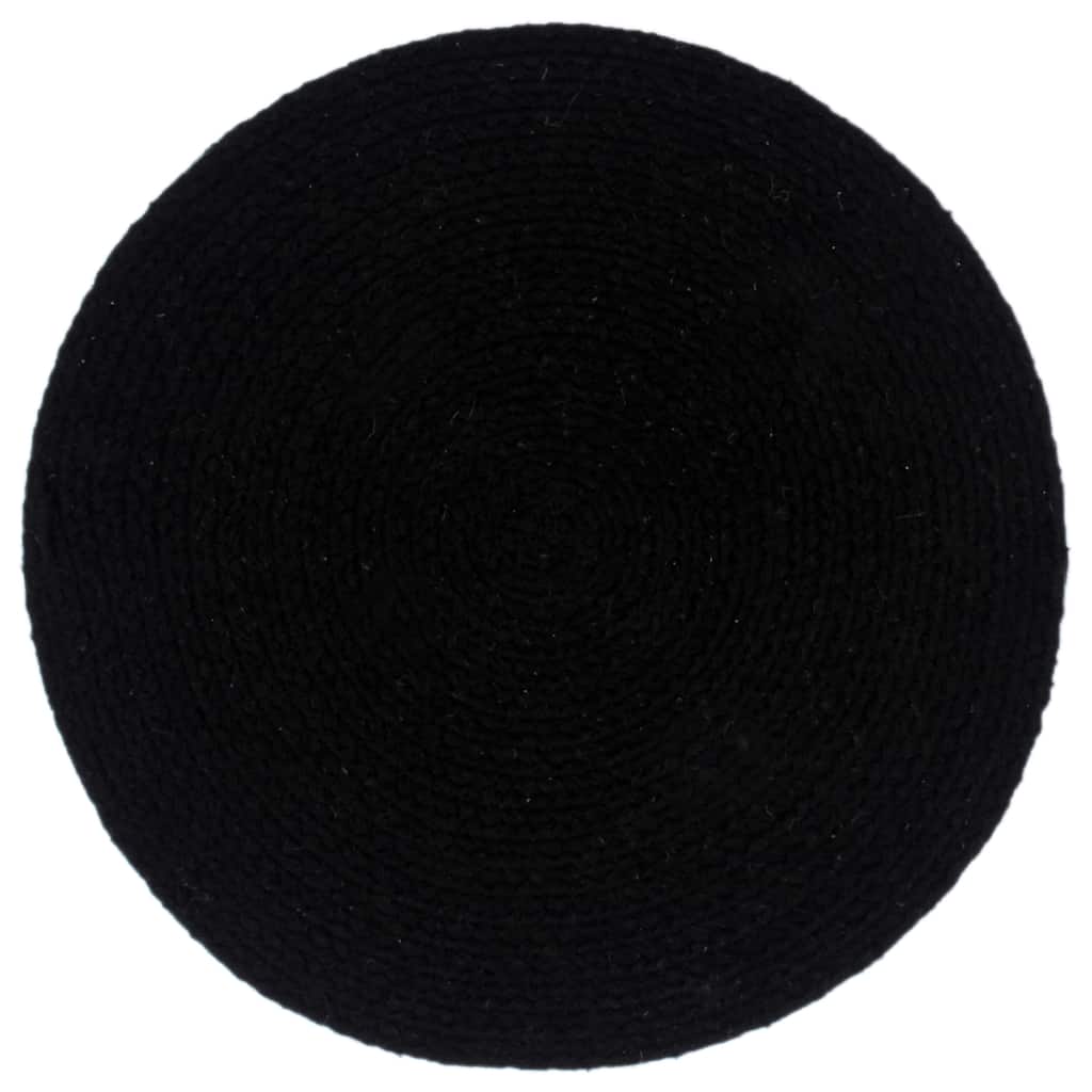 VidaXL Tischsets 4 Stück rund 38 cm Baumwolle einfarbig schwarz