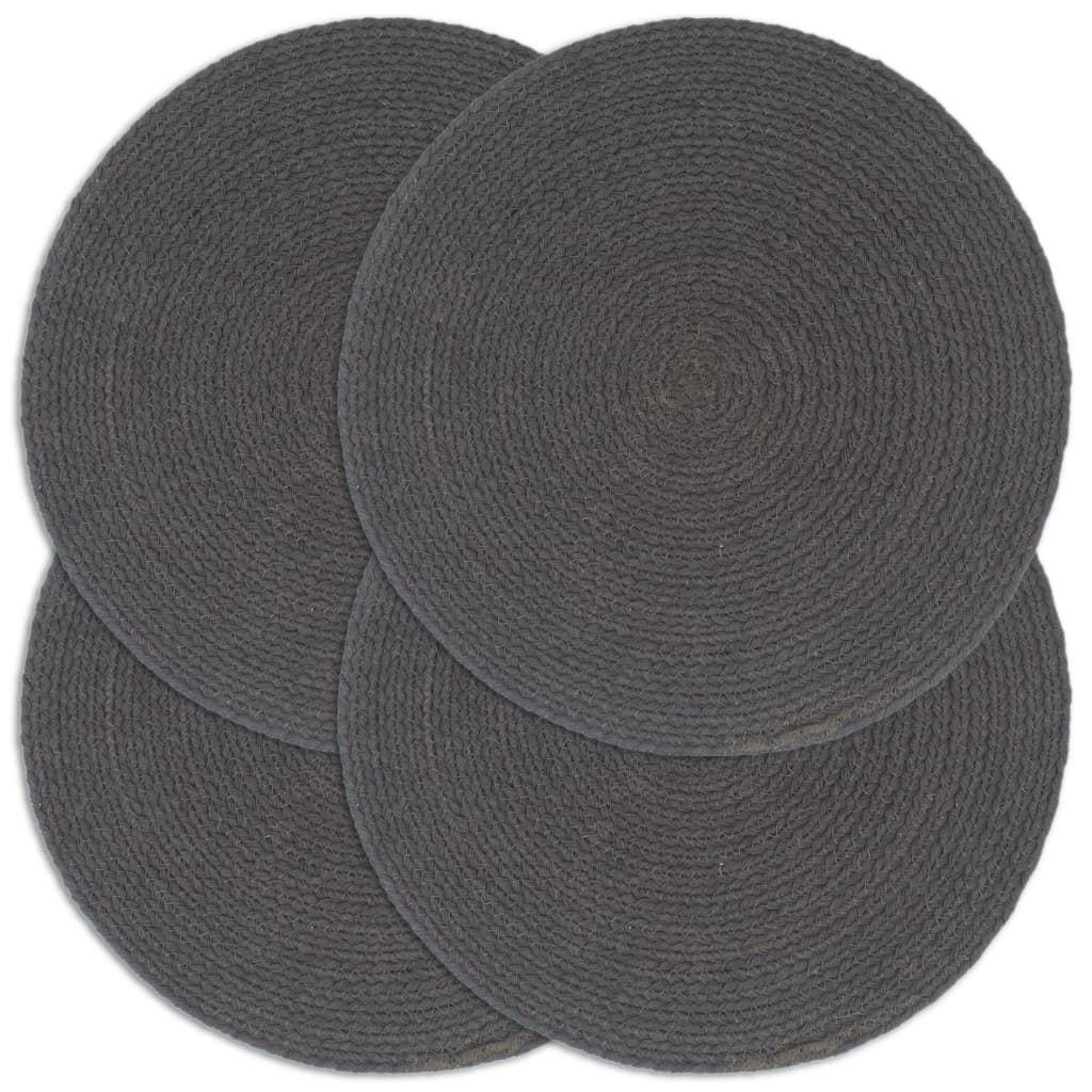 Vidaxl Pochemats 4 ms round 38 cm cotone semplice grigio scuro