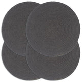 Vidaxl Pochemats 4 ms round 38 cm cotone semplice grigio scuro